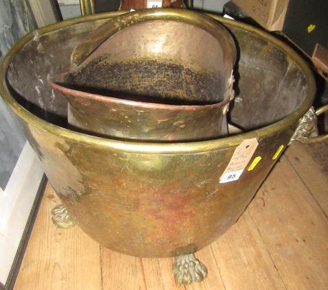 LARGE BRASS BUCKET AND A COAL SCUTTLE Image