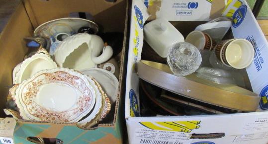 TWO BOXES OF ORNAMENTS AND KITCHENWARE ETC Image