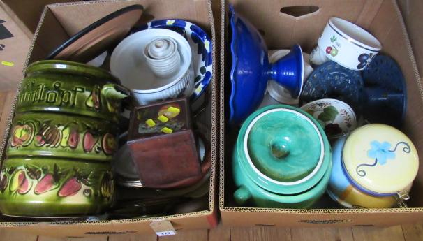 TWO BOXES OF CERAMICS INCLUDING BISCUIT BARRELS ETC Image