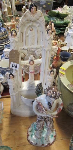 STAFFORDSHIRE FLATBACK ANGEL GROUP ETC Image