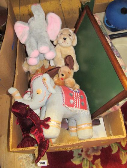 BOX OF MISCELLANEOUS ITEMS INCLUDING SOFT TOYS  DISPLAY CABINET ETC Image