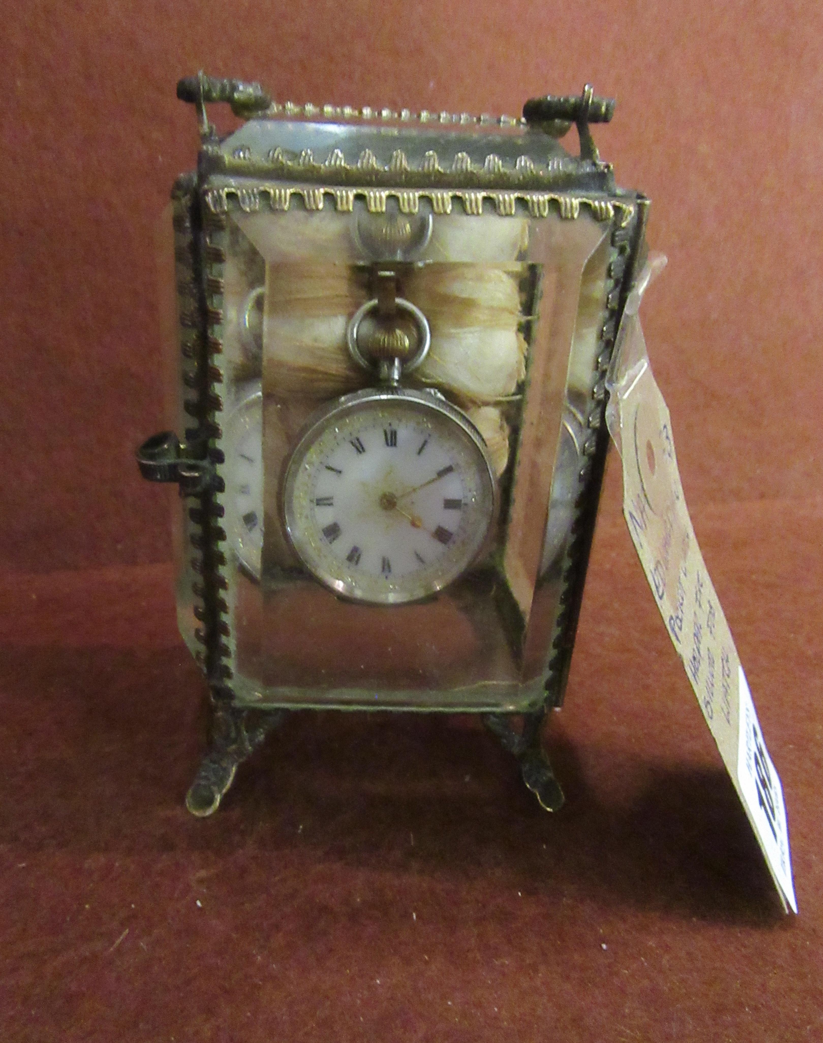 EDWARDIAN POCKET WATCH HOLDER INCLUDING SILVER FOB WATCH Image