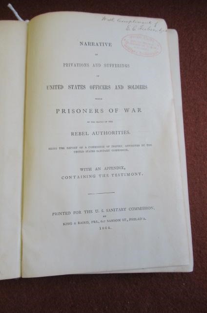 NARRATIVE OF SUFFERING IN REBEL MILITARY PRISONS USA 1864 Image