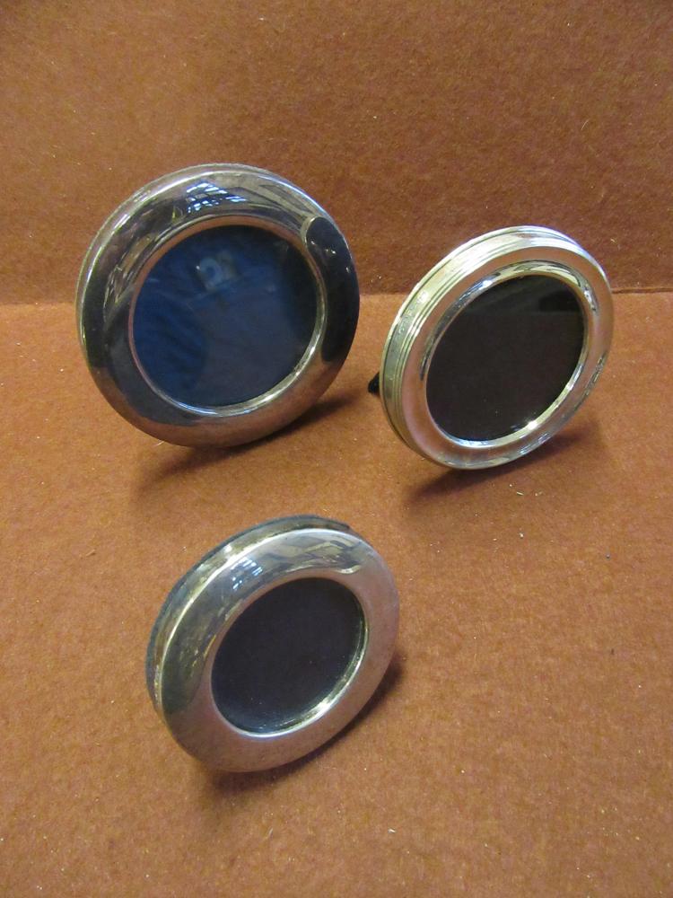 TWO SILVER MINIATURE PICTURE FRAMES AND ANOTHER Image
