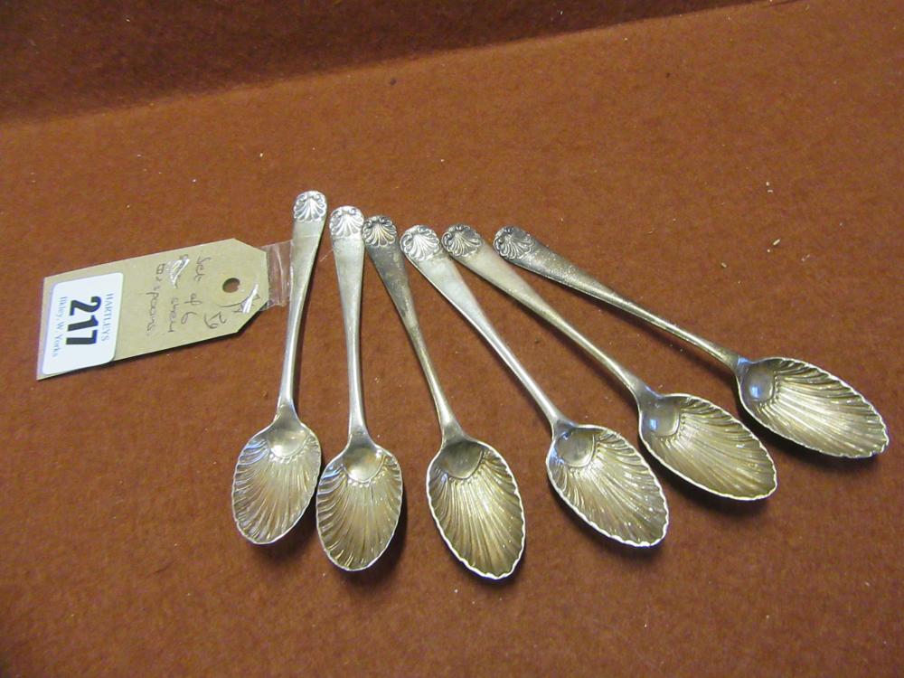 SET OF SILVER SILVER SHELL TEASPOONS   SHEFFIELD 1900 1OZ 18DWTS Image