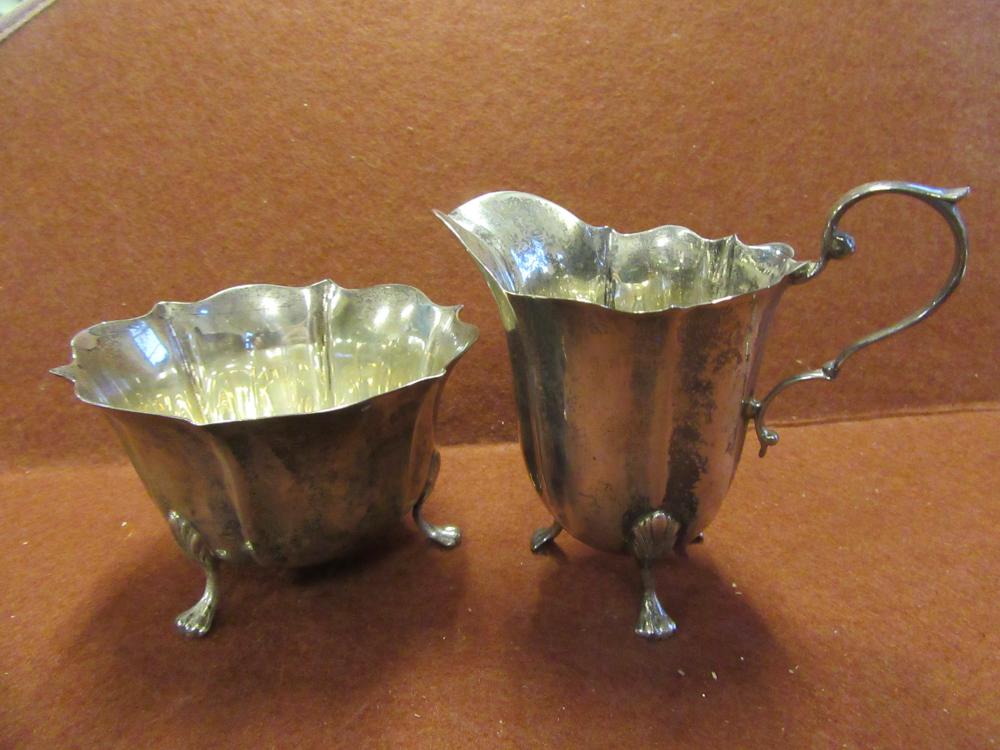 SILVER CREAM JUG AND SUGAR BASIN Image