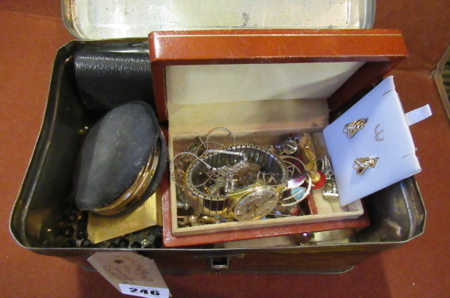 TIN OF WATCHES AND JEWELLERY ETC Image
