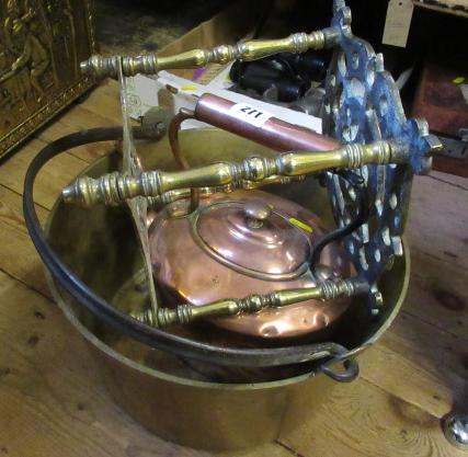 BRASS JAM PAN  COPPER KETTLE AND STAND Image
