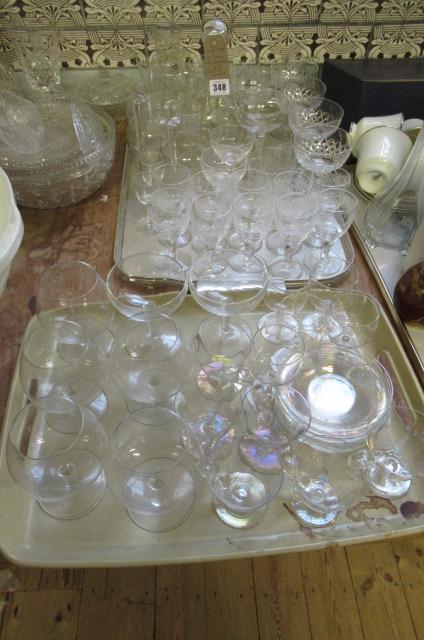 TWO TRAYS AND A BOX OF GLASS  Image