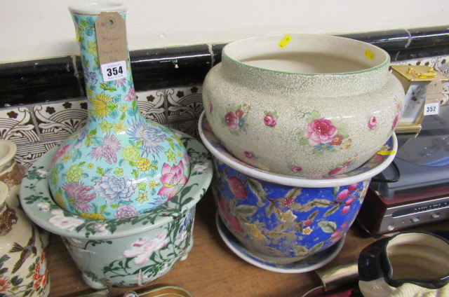 THREE PLANTERS AND A CHINESE STYLE VASE Image