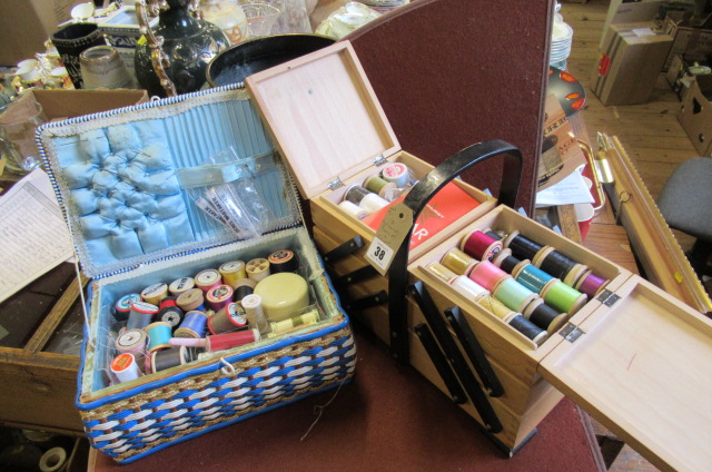 TWO SEWING BOX AND CONTENTS Image