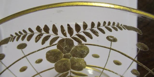 TWO EDWARDIAN GILDED GLASS TAZZA'S AND PLATTER Image