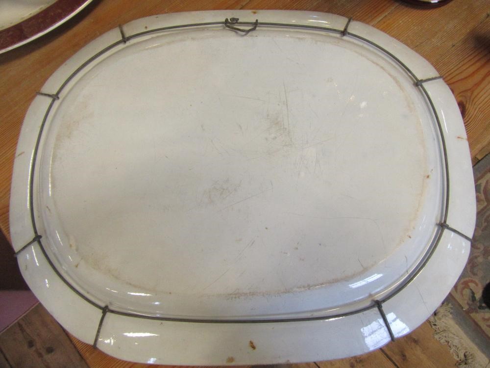 TWO BLUE AND WHITE MEAT PLATES Image