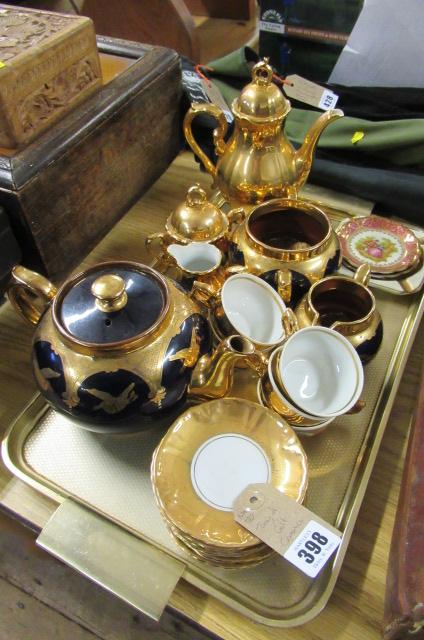 TRAY OF GILT CERAMICS Image