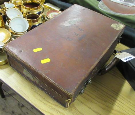 VINTAGE SUITCASE AND CONTENTS INCLUDING COMPASS SET ETC Image