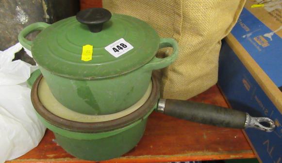 TWO GREEN LE CREUSET PANS Image