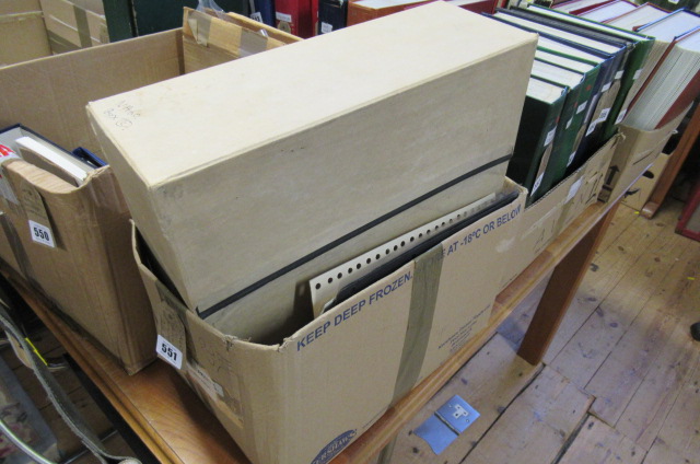 BOX AND FILE OF STAMPS IN PACKETS Image