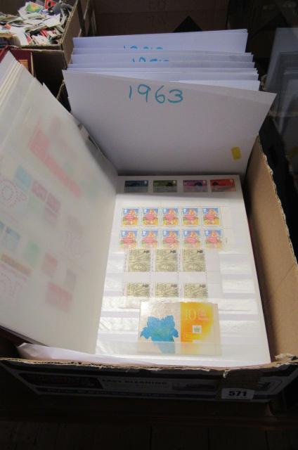 BOX OF FIRST DAY COVERS INCLUDING TWO ALBUMS OF STAMPS ETC Image