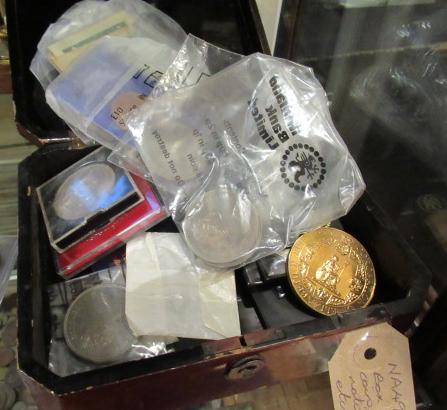 BOX OF COINS AND NOTES ETC Image