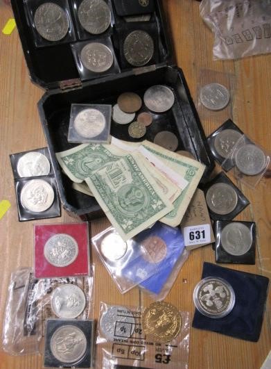 BOX OF COINS AND NOTES ETC Image