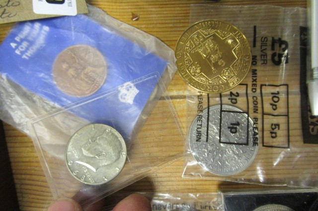 BOX OF COINS AND NOTES ETC Image