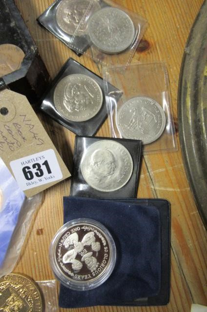 BOX OF COINS AND NOTES ETC Image