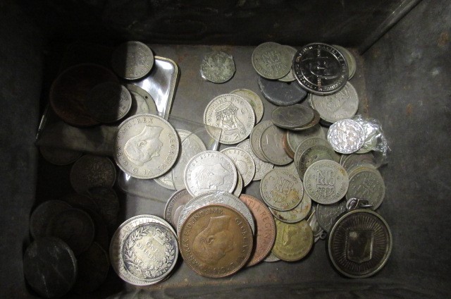 TIN OF FOREIGN COINS ETC Image