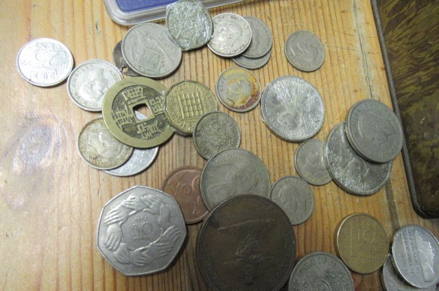 TIN OF FOREIGN COINS ETC Image