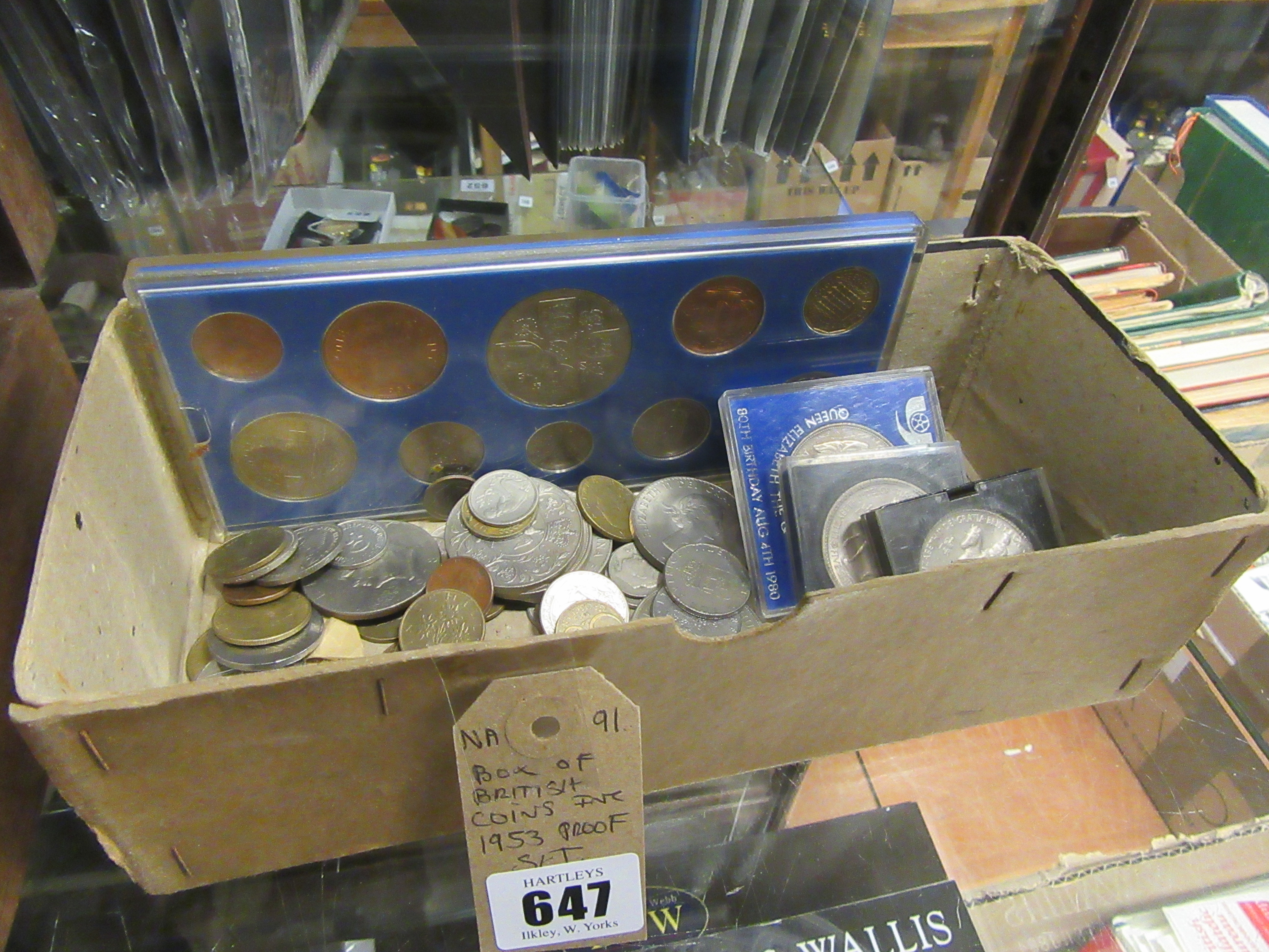BOX OF BRITISH COINS INCLUDING 1953 PROOF SET Image
