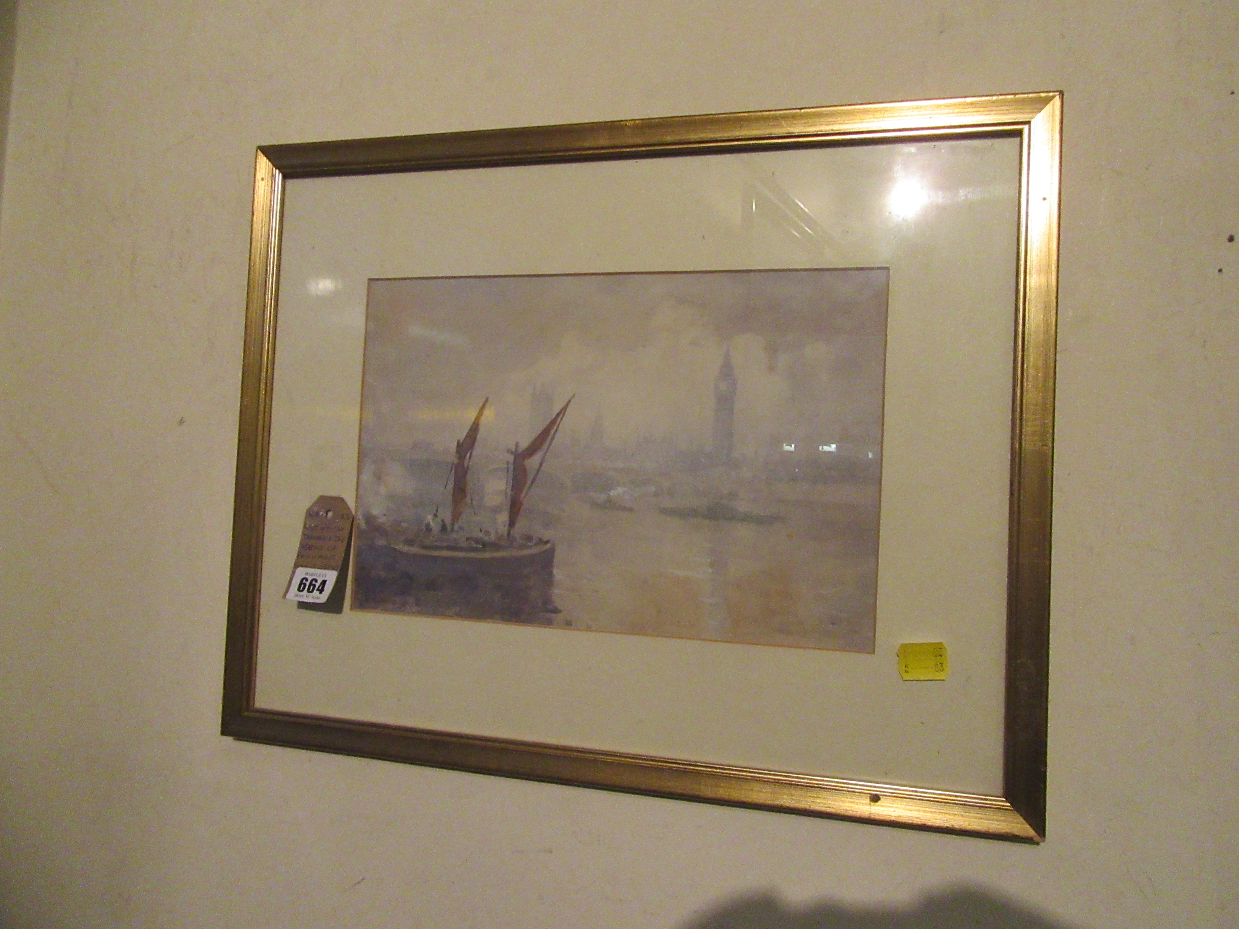 WATERCOLOUR OF THE THAMES SIGNED SIDNEY GLOVER Image