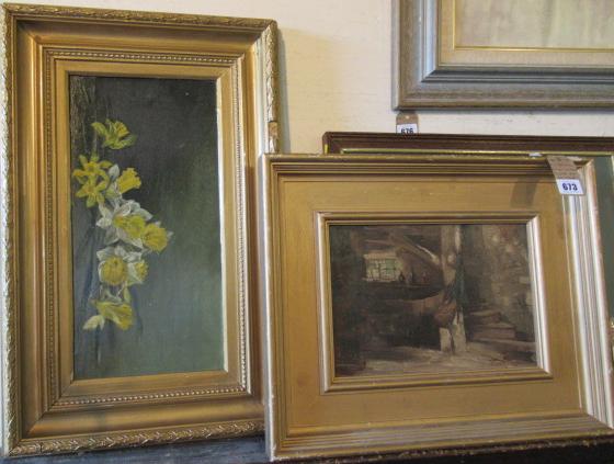 OIL PAINTING OF AN INTERIOR AND ANOTHER Image