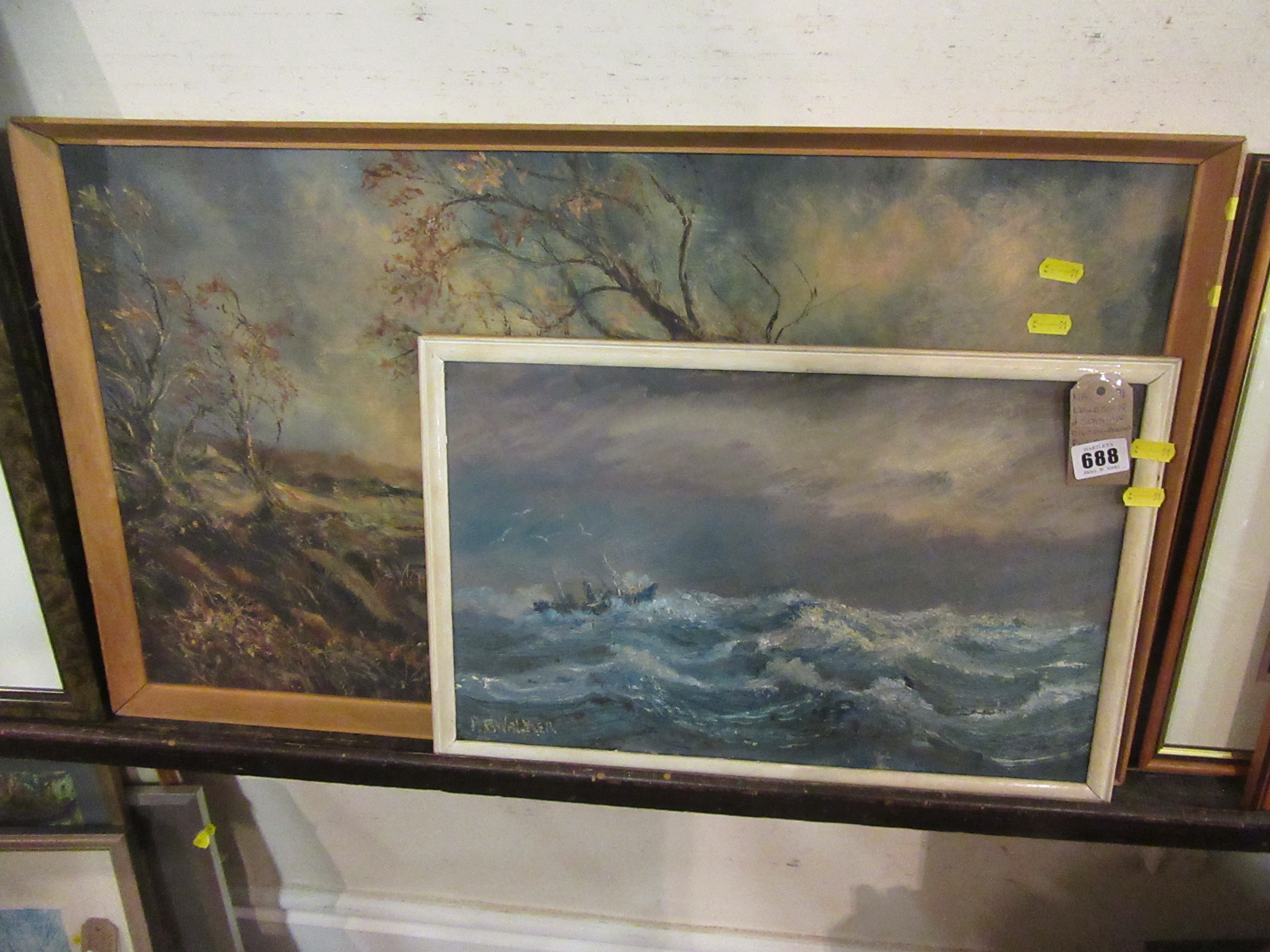 LANDSCAPE AND SEASCAPE OIL ON BOARD SIGNED AB WALKER Image