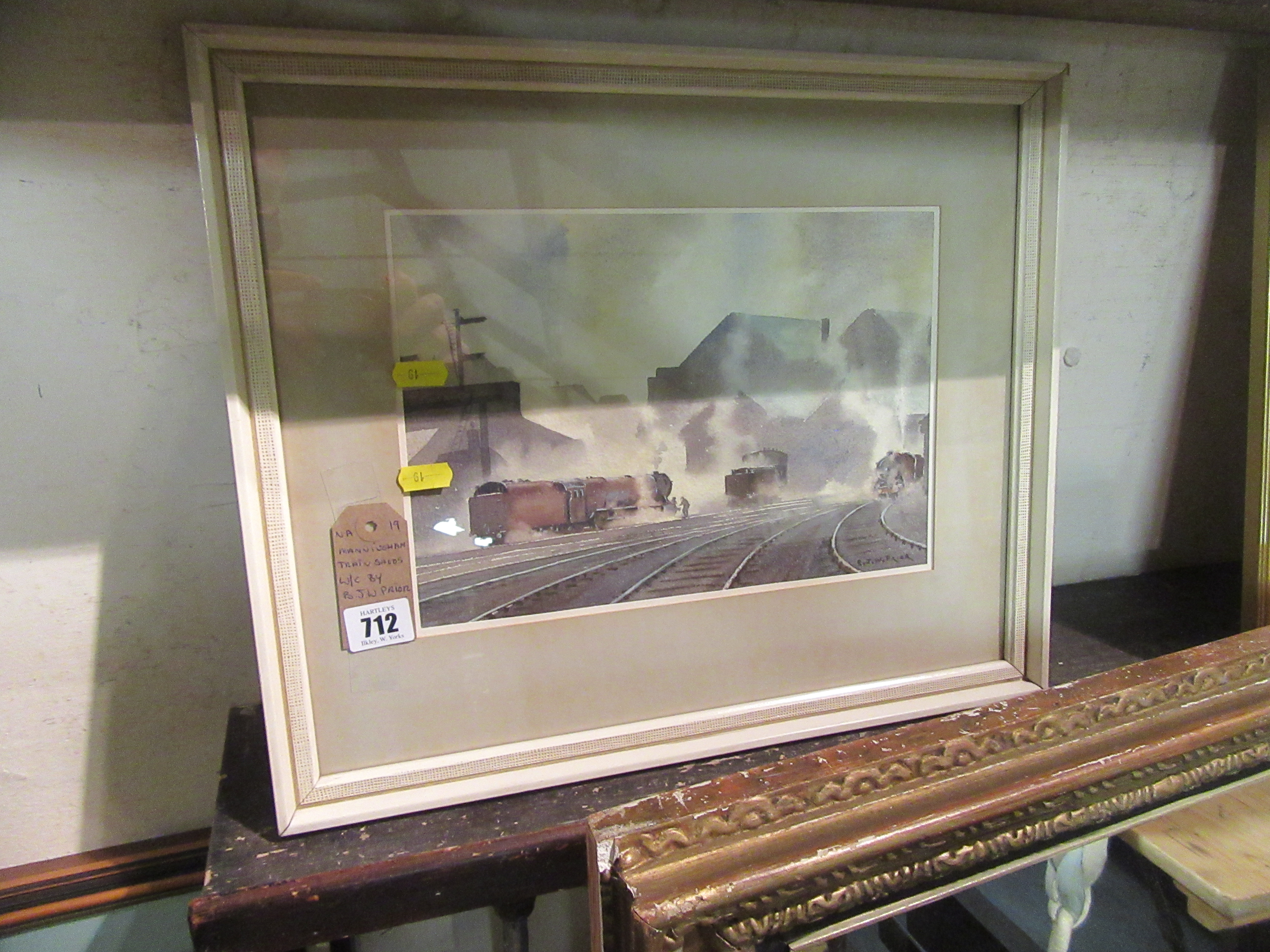 MANNINGHAM TRAIN SHEDS WATERCOLOUR BY J W PRIOR Image