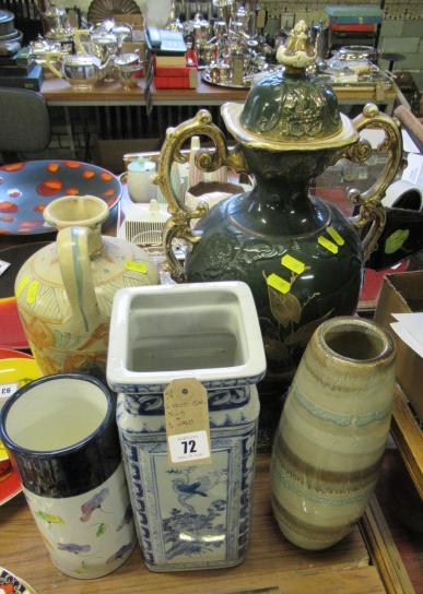 LIDDED JAR  A JUG AND THREE VASES Image