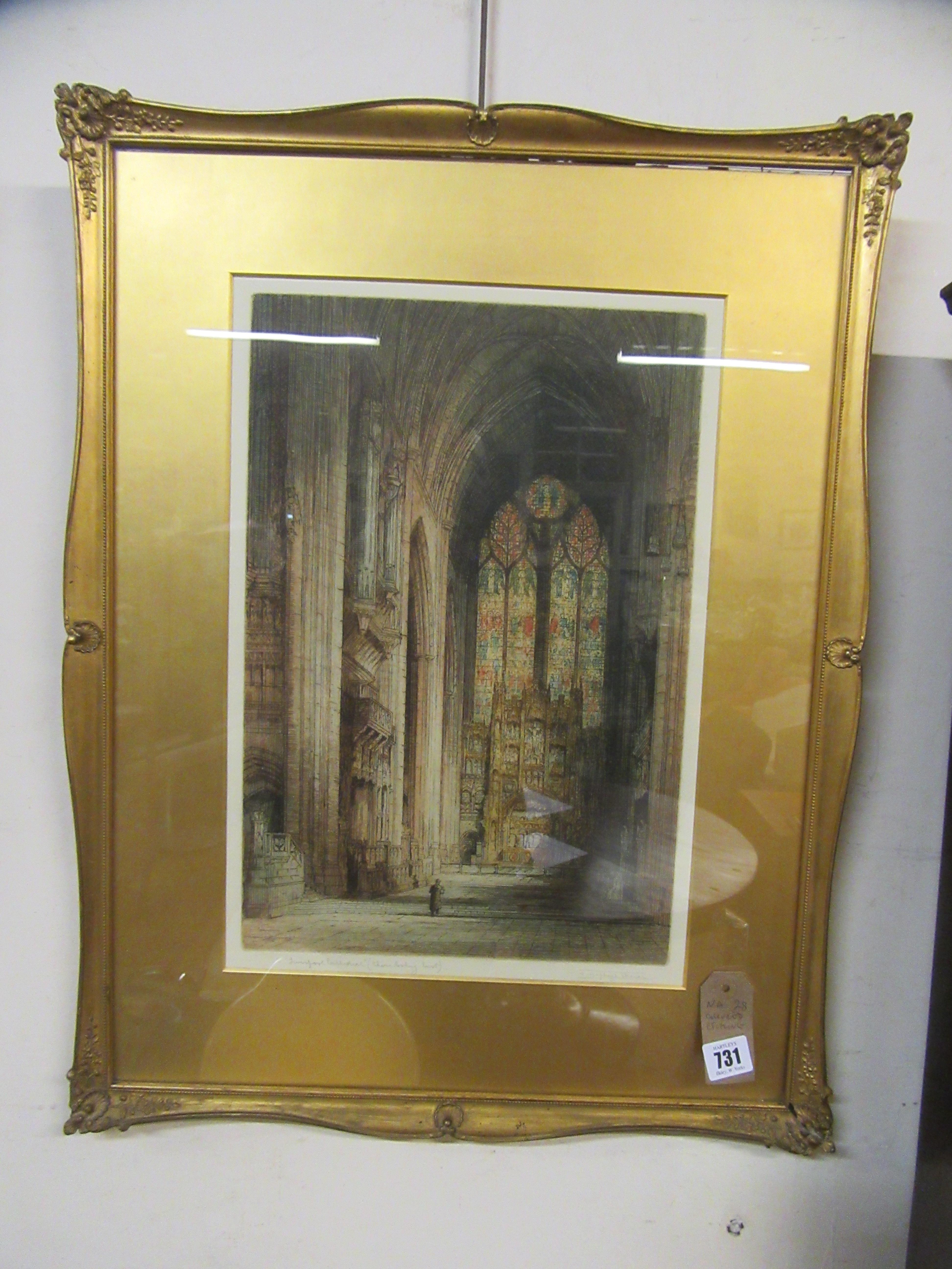 COLOURED ETCHING OF LIVERPOOL CATHEDRAL - AN ORIGINAL BY JAMES ALPHEGE BREWER (1881-1946) Image