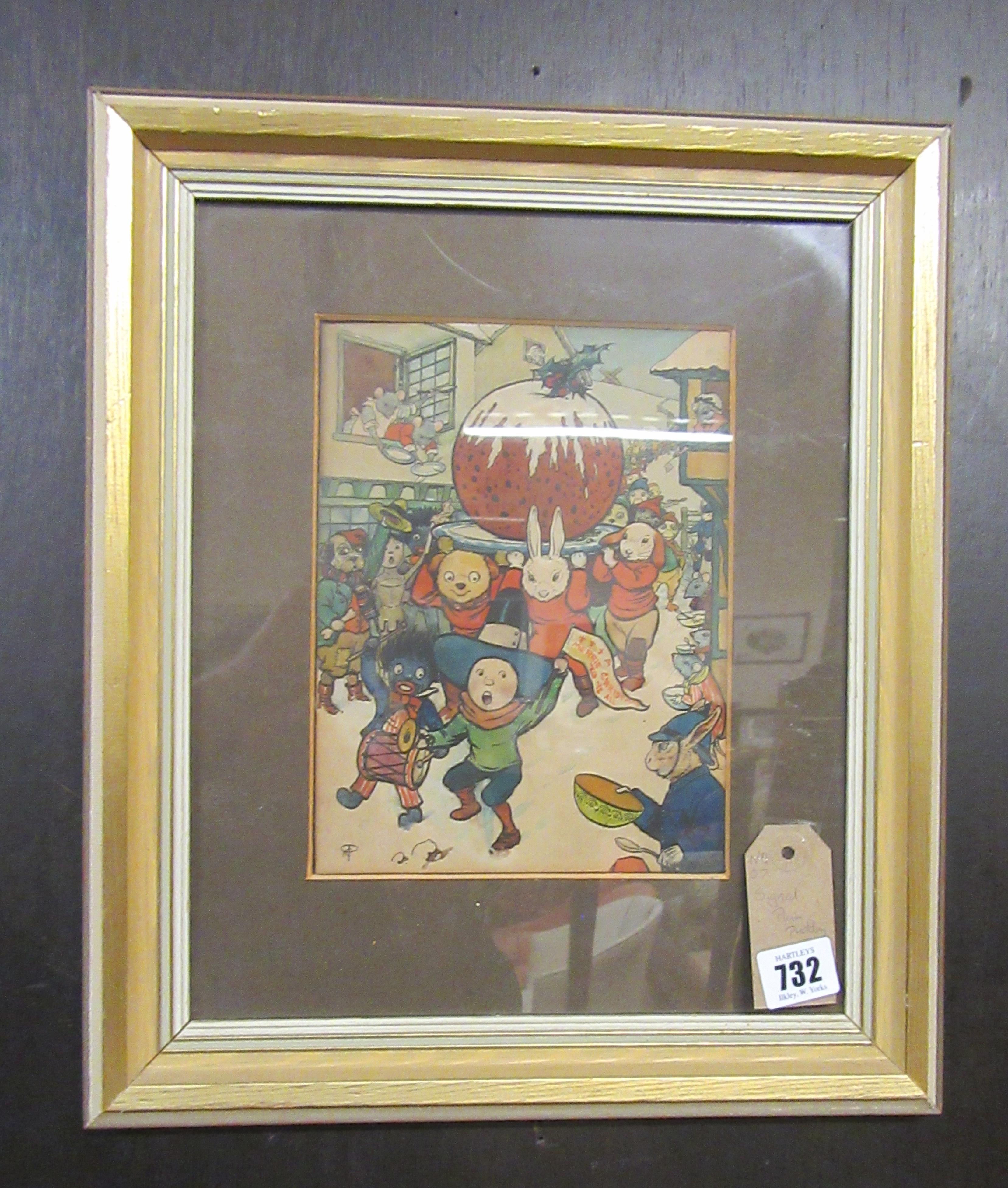 SIGNED PLUM PUDDING WATERCOLOUR Image