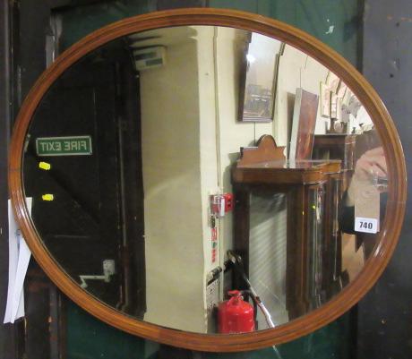 INLAID SATINWOOD OVAL WALL MIRROR Image