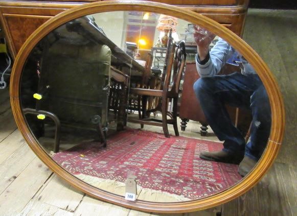 INLAID SATINWOOD OVAL WALL MIRROR Image