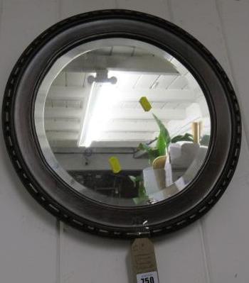 CIRCULAR MAHOGANY FRAMED BEVELLED MIRROR Image