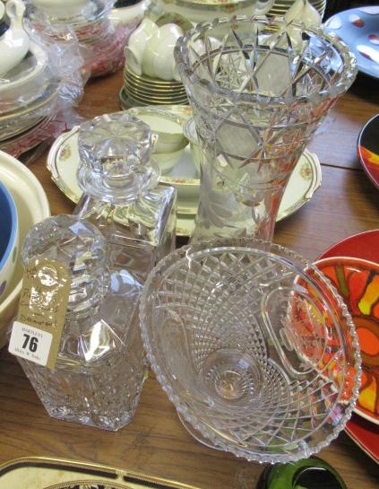 FOUR PIECES OF CUT GLASS INCLUDING DECANTERS Image