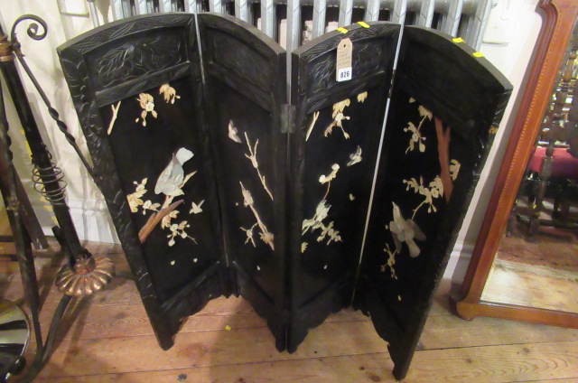 ORIENTAL LACQUER AND MOTHER OF PEARL FIRE SCREEN Image