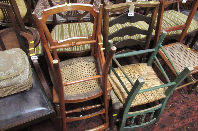 TWO RUSH SEATED CHAIRS AND TWO OTHERS Image