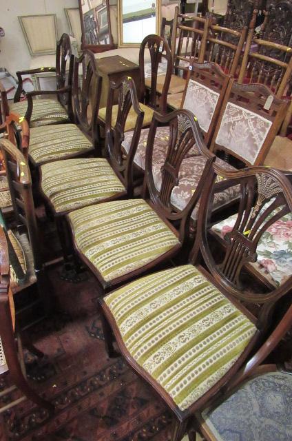 FIVE WHEATSHEAF SHIELD BACK DINING CHAIRS Image
