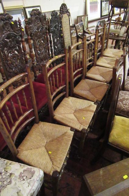 SIX OAK SPINDLE BACK DINING CHAIRS Image