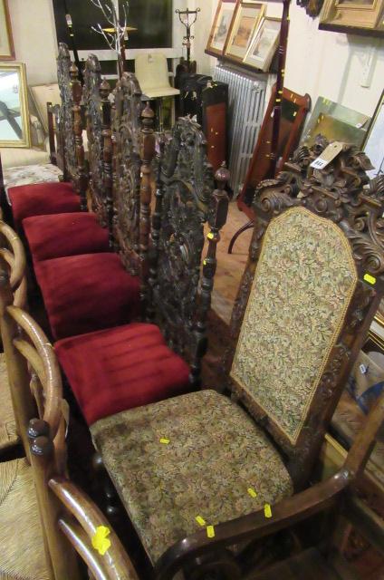 FOUR CARVED DINING CHAIRS AND ANOTHER Image