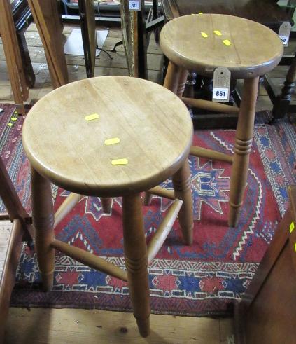 PAIR OF BEECH STOOLS Image