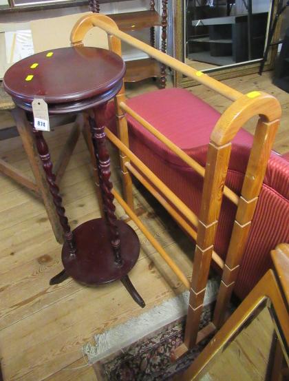 WOODEN PLANT STAND AND TOWEL RAIL Image