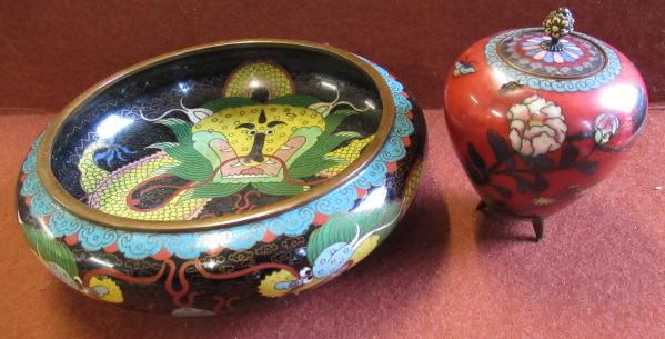 CLOISONNE BOWL AND JAR WITH COVER Image