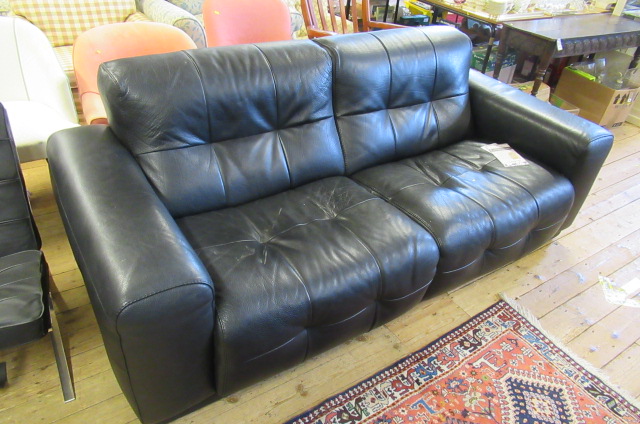 ITALIAN INCANTO  BLACK LEATHER SOFA Image