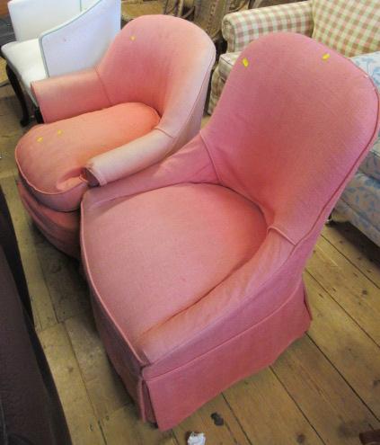 TWO RED UPHOLSTERED  CHAIRS Image